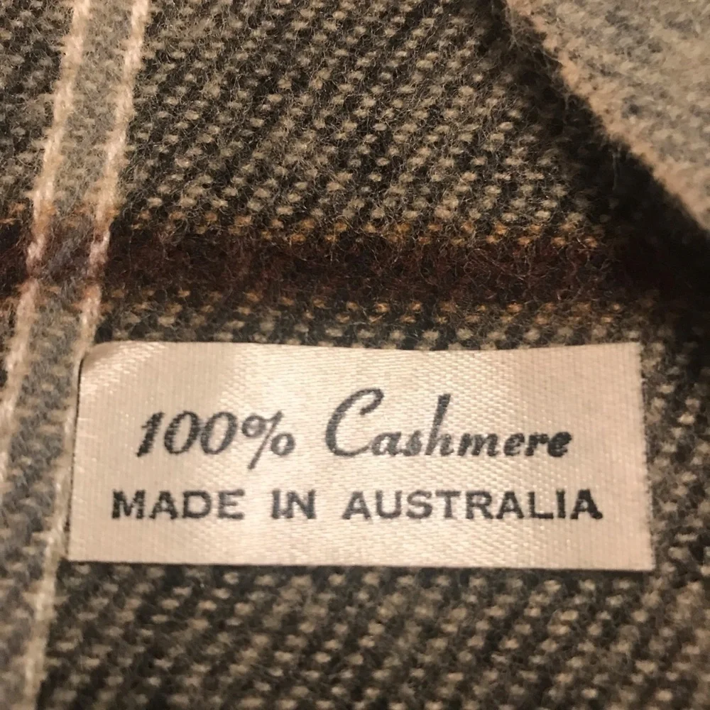 Cashmere Scarf Vintage Made in Australia Plaid Multi Colors Men's